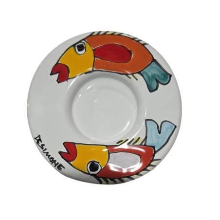 Round tealight candle holder Fish Ceramiche De Simone Round tealight candle holder Fish Ceramiche De Simone
